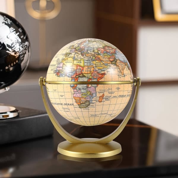 Retro Roterende Globe Jord Antik Hjemmekontor Skrivebord Dekor Geografi Utdanning Læring Kart Skolemateriell