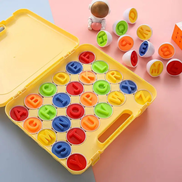 Montessori ABC Oppdagelsesegg: 26-delt Interaktivt Alfabet & Formbrett