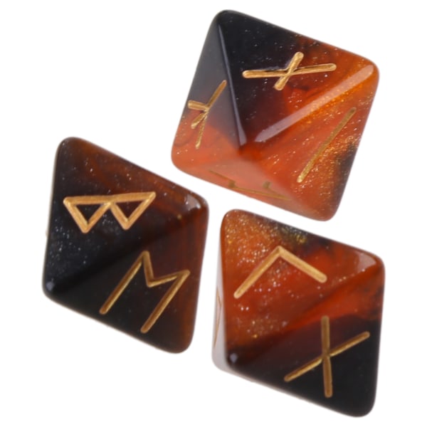 3 st Resin Tärningssats 8 Sided Rune Tärning Resin Blandade Polyhedral Tärningssats Polyhedral Spådom Bordsspel Tärning Gold 0.02