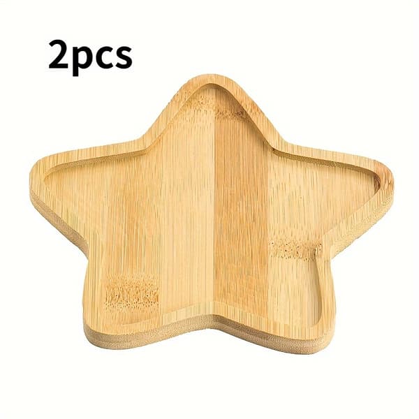 15-uddig stjärnformad PentAACram-bricka, naturlig bambu och trä för smyckesdisplay 2pcs