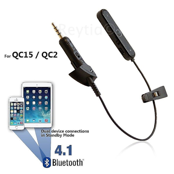 Reytid trådløs Bluetooth-adapterkonverteringskabel kompatibel med Bose Qc15 hodetelefoner