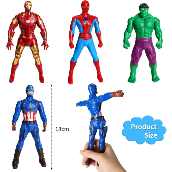Marvel figurer, superhjältefigurer 18 cm, 4 stycken Avengers-figurer, Marvel -leksak Titan Hero-serien