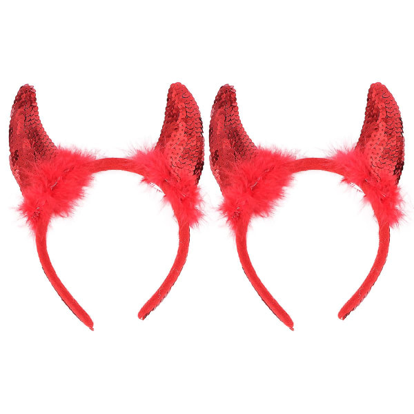 2pcs Halloween Hair Devil Horns Pattern Headband Decoration Props Red