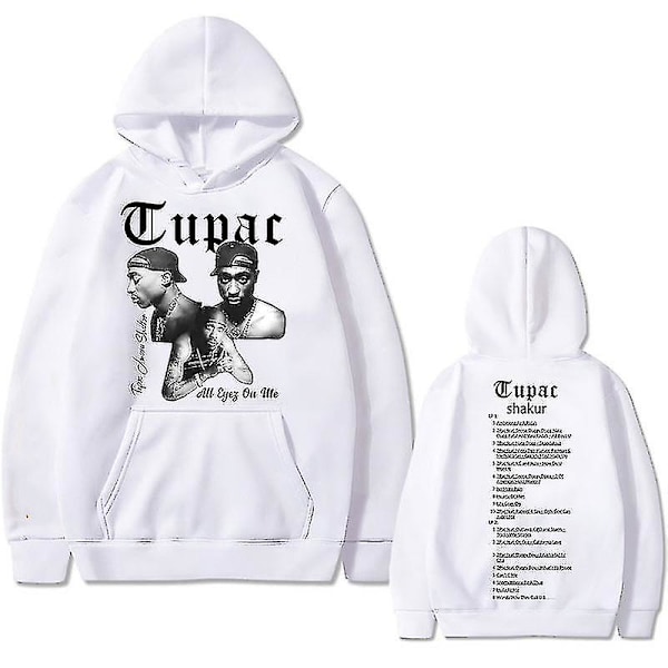Rapper Tupac 2pac Hip Hop Hoodie Mænds Mode Hoodies Mænd Kvinder Oversized Trøje Mand Sort Streetwear Mand Vintage Sweatshirt Rød Red M