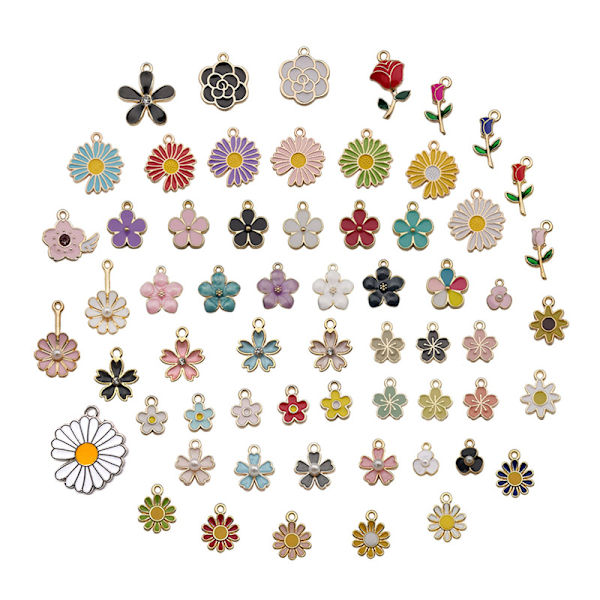 60 blomster charms til øreringe og halskæder