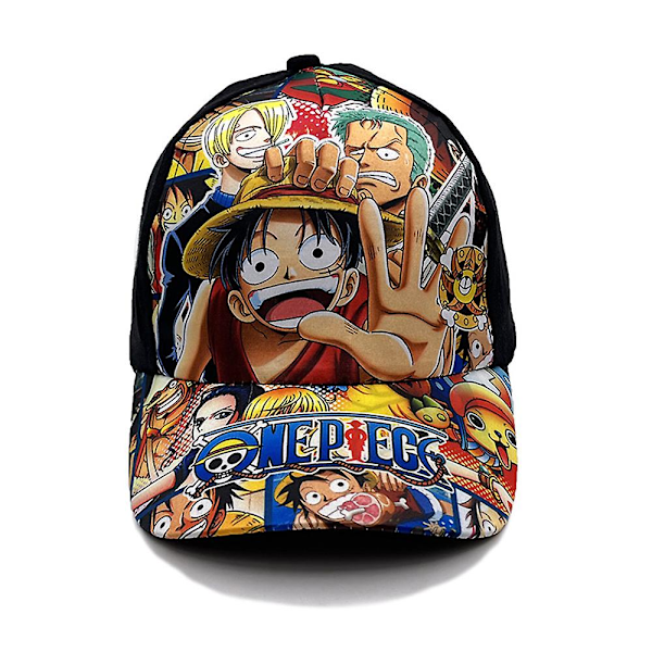 Barn Pojkar One Piece Luffy Tryckt Basebollkeps Justerbar Visirhatt Sommar Black