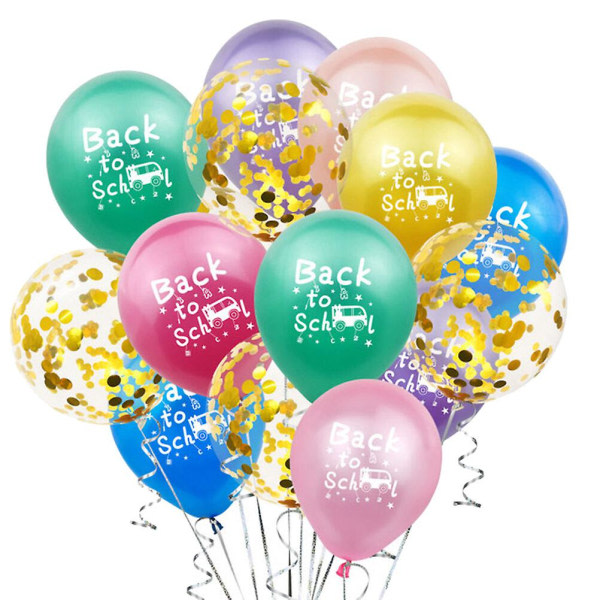 15 stk fargerike ballonger festballongdekor Bakskoleballong skolefestballong (12x6x0,1cm, fargerik Gloden)