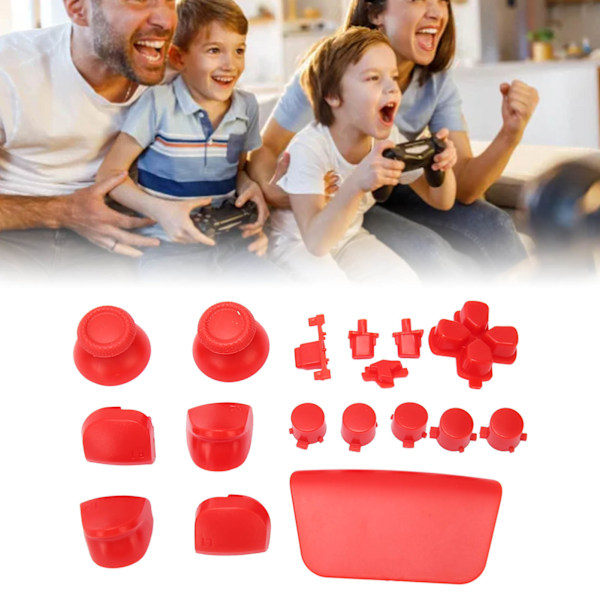 16 stk spillkontrollknapper for PS5-kontroller, erstatningsknapper for tommel og avtrekkere for PS5-kontroll Red