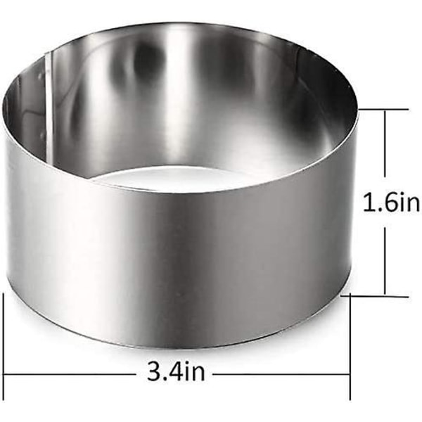 Mousseformer i rustfritt stål, kakeform i sirkelform med skyver, Almi 8 cm diameter, Almi sett med 6 gaver