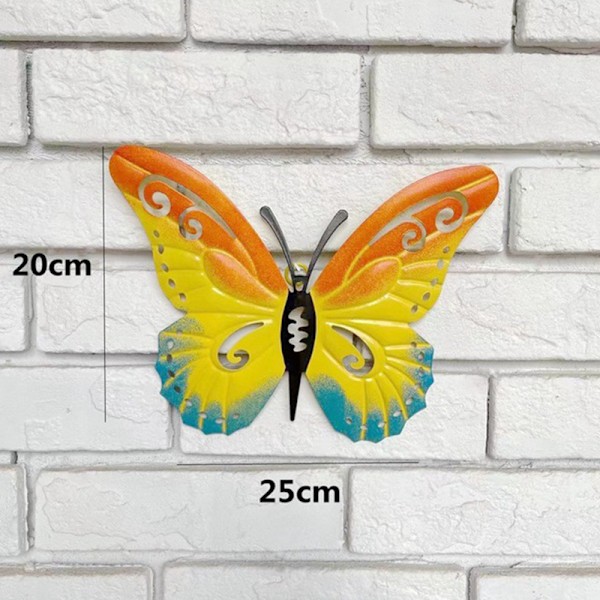 Velkomstskilt Ornament Simulering Metall Solsikke Sommerfugl Veggkunst Hengende Hage Gjerde Dekorasjon for Hjem Utendørs Orange Butterfly