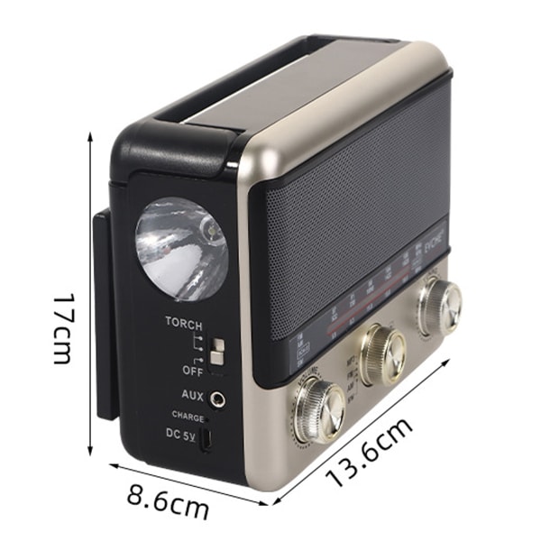 Multifunctional Solar Radio Retro Radio Portable AM FM Radio with Bluetooth Speaker, Rechargeable Solar Radio, TF Card USB Disc Player, Large Tuning