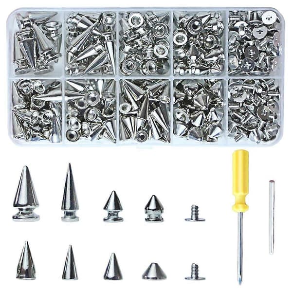 Punk Spikes and Studs Kit, 354 Pieces, 8 Sizes