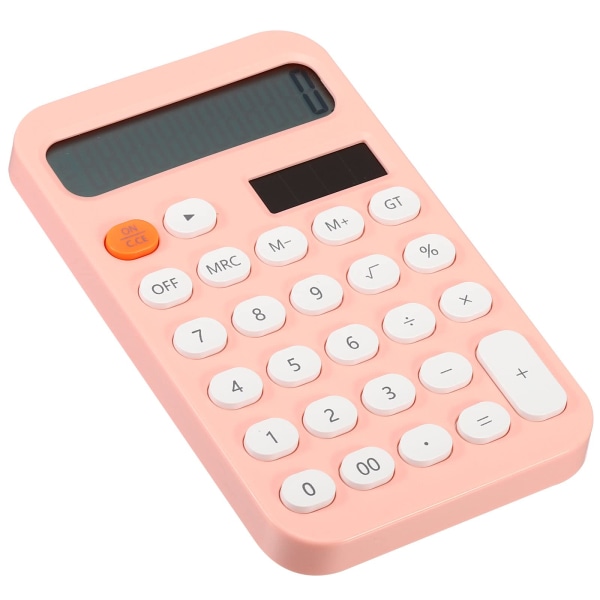Skrivbordsräknare, 12-siffrig stor LCD-skärm Standardfunktion Skrivbordsräknare Bärbar söt kalkylator för hemmakontor, rosa Pink