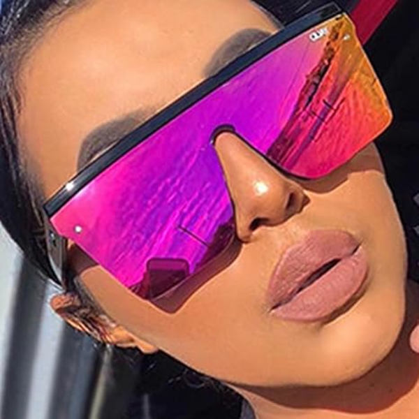 Nye Trend Store Enkelt Stykke Ramme Uv400 Solbriller Gade Billede Kørsel Briller Sort-Transparent Rød Black-Transparent Red
