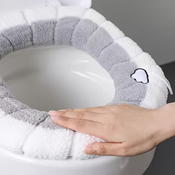 Toalettsitsdyna, non-stick, söt, varm, bärbar, för alla årstider Grey