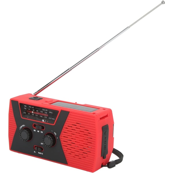 Solenergidrivna Nödradio, ABS Solenergi Handvevad Självförsörjande Radio FM AM NOAA Väderradio