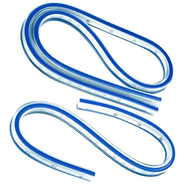 2 stk fleksibel plastkurvelinjal (30cm+60cm), kurvelinjal Fleksibel tilpasset myk plast for tegning Tegning Grafikk Klær Design Måleverktøy