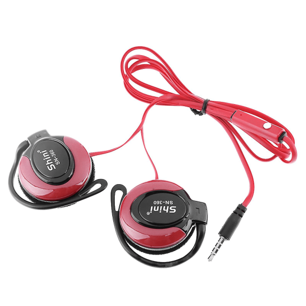 Shini Sn-360 ørekrog headsets 3,5 mm kablet stereo øretelefon Spil Sports hovedtelefon med mikrofon til telefon Headset Rød