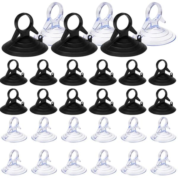 60 Pieces Suction Cups for Sunshade, 45 mm Suction Cup Without Hooks, Mini Transparent and Black Suction Cups