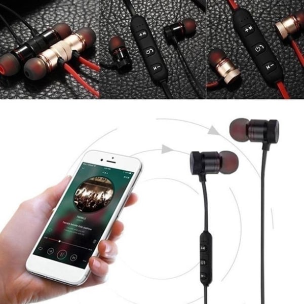 Unisex-hodetelefoner Øreplugger Håndfri Bluetooth Gym trådløst hodesett ed
