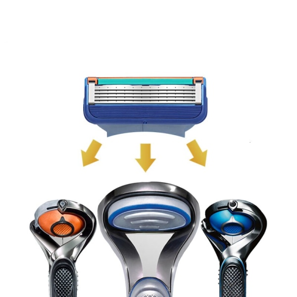 4 stk/sæt Fremragende barbering 5-lags barberblade Kompatible til Fuson For Men Face Care eller Mache 3