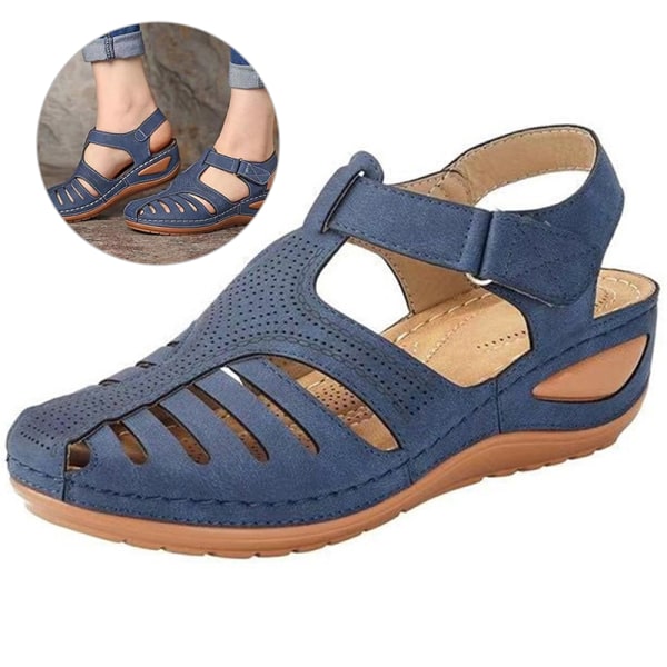 Ortopediska sandaler för kvinnor Bekväma sommartofflor med sluten tå Svart Black 37