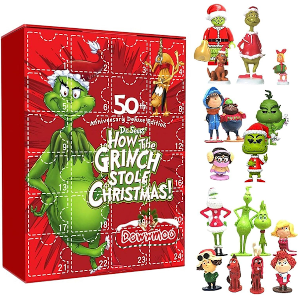 Julekalender 2024, Julefigurer Adventskalender, 24PC Søte Tegneserie Elf Figurer Dukke Jule Nedtellingskalender for Barn Dukke