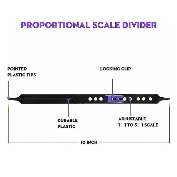 10 tum proportionell skala divider ritverktyg för konstnärer justerbar plast--