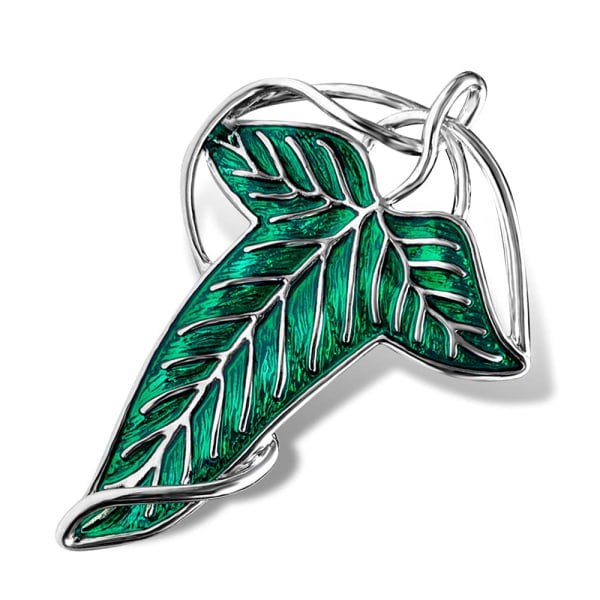 Elegant Elver Green Tree Leaf Emalje Pins Broche