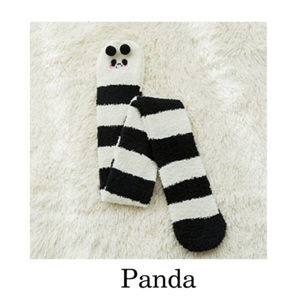 Søte lårhøye lange stripete sokker Coral Fleece Varm myke over knehøye sokker, dame og jente