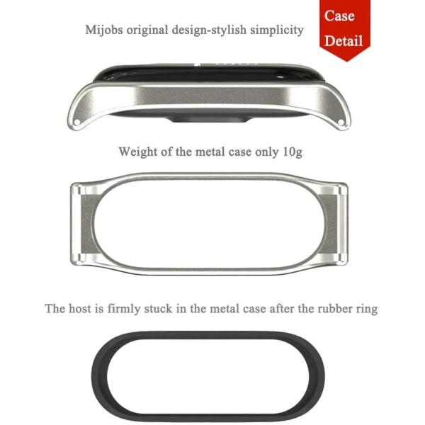 For Xiaomi Mi Band 4 armbånd metall - Miband 3 rustfritt stål metallklokkebåndtilbehør for Xiaomi Mi Band 4 / Miband 3 (svart)