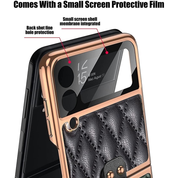 Rhomboid case för Samsung Galaxy Z Flip 3 med ring, galvaniseringsram Cover