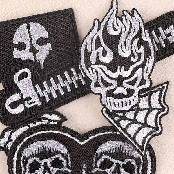 16 stk. tøjlapper (dødningehoved/punk) Sylapper Stryg-på-lapper Broderede lapper Stryg-på-applikationer til tøj, jeans, jakker, rygsække, hatte
