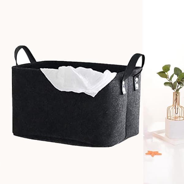 Black Basket, Black Storage Box, Felt Storage Bins, Storage Baskets, Felt Storage Basket, Foldable Open Storage Bins