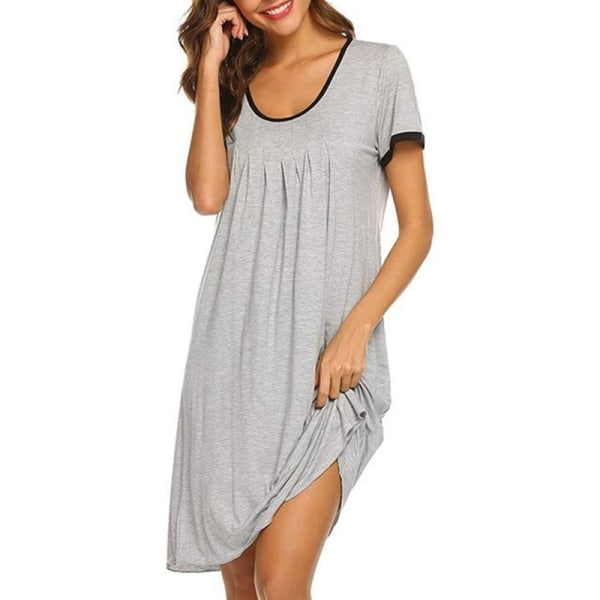 Kortærmet kjole til kvinder, farvematchende uregelmæssig kortærmet kjole, lysegrå Light Gray M