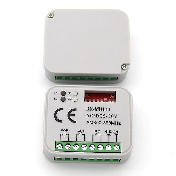 Garage Door Remote Control Receiver Kit Multi Frequency 300 to 900MHz AC DC 9 to 30V With 3 Remote Controls ABS White Black