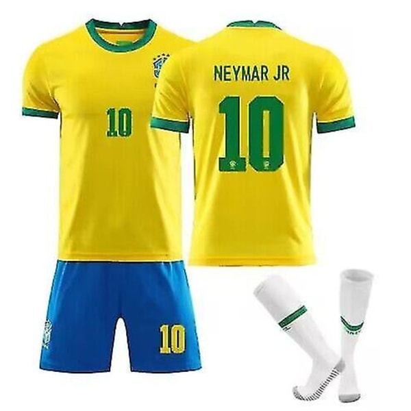 Brasilien Neymar #10 fotbollströja - Brasilien kortärmad skjorta junior & barn & vuxen storlekar 1016