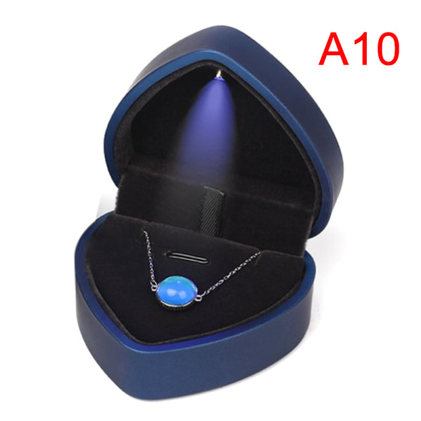 1 stk hjerteformet LED lys ringholder eske frieri bryllup forbud Blu Blue Pendant box