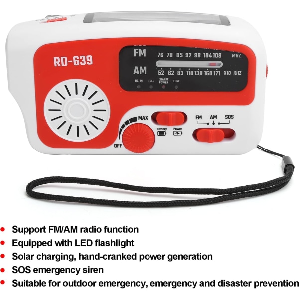 Aurinkoenergia Radio, Aurinkovoimalla Toimiva Radio Hätätilanteiden Puhelinlaturi Käsikäyttöinen AM FM Radio