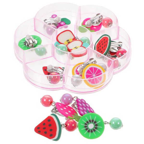 Box Kids Fruit Ear Clip Set -korvakorusarja Suloiset kiinnitettävät korvanapit lapsille käytettävälle lapsille (10X10X2CM)