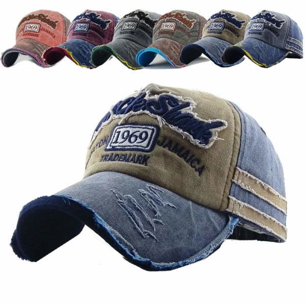 Baseballcaps Vintage Sports Casual Solhatt Unisex Justerbar Distressed Washed Cotton Snapback Trucker Hat (khaki)