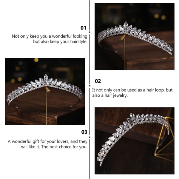 Kvinnor Pearl Crystal Crown Pannband: Brud Bröllopsfest Hårband Flickor Prinsessdräkt Tiara Brudhuvudbonad Brudtärna Håraccessoarer