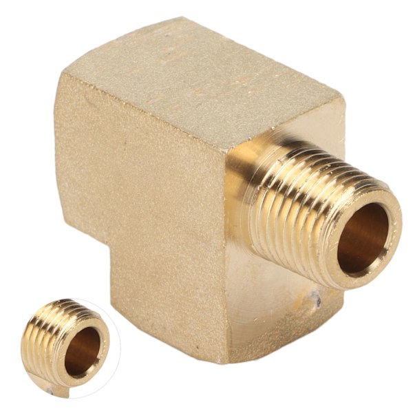 Messinkinen T-liitin, kiinteä putkikierre, ulkokierre 1/8 tuumaa NPT uros x 1/8 tuumaa NPT