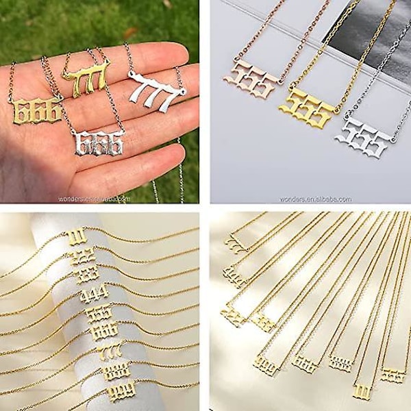 Ängelnummer Halsband Silver/guld Rostfritt stål Numerologi Smycken 111 111 Gold
