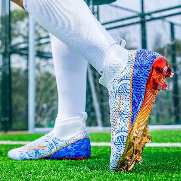 Herr Fotbollsskor, Bekväma Utomhus- och Inomhusskor för Pojkar, Studdade Sneakers med Hög Grepp, Blå blue EU34