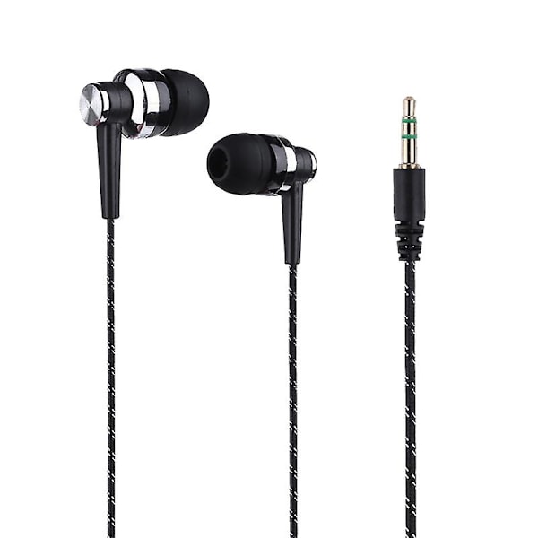 Snygga flätade linje stereo musik in-ear hörlurar utan mikrofon Black