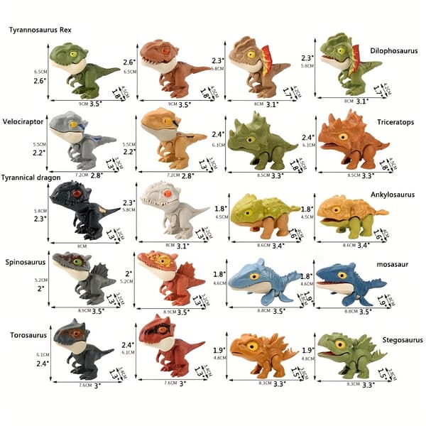 20 st Mini Dinosaurie Fingerdockor - 7,62 cm Flexibla Ledmodeller för Barn 20pcs