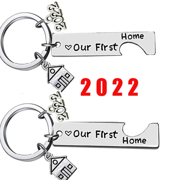 1 par Vårt første hjem nøkkelring 2022 Innflyttingsgave til ny huseier Husnøkkelring Flytting inn nøkkelring