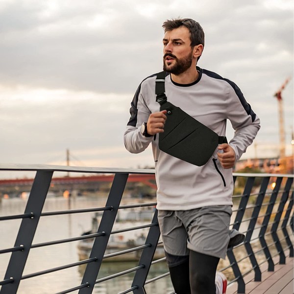 Multi-lomme brystveske menn, anti-tyveri skulder vesker menn, slynge crossbody skulder veske menn små for utendørs reise fotturer jogging