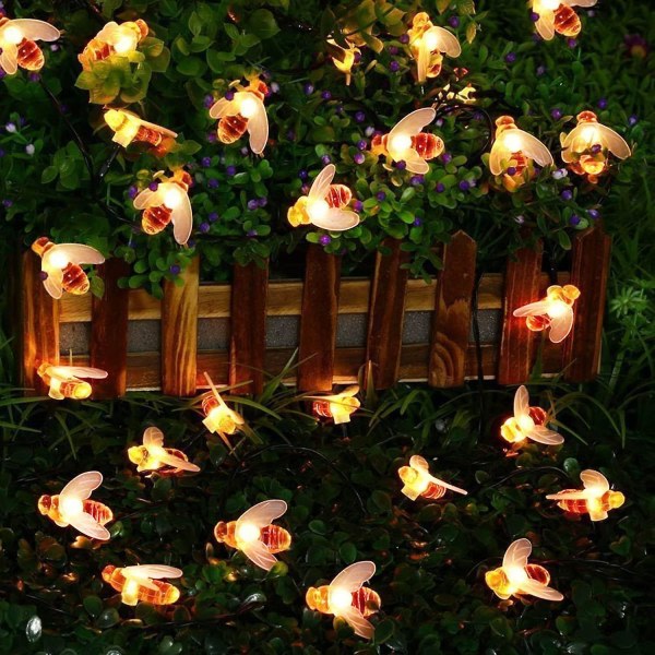 40 led Honey Bee Fairy Lights 6 m aurinkoenergialla vedenpitävä ulkona